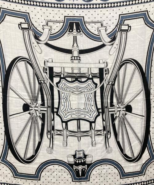 HERMES（エルメス）HERMES (エルメス) カレ140 LES ROUES DE PHAETON カレジェアン 四輪馬車の車輪・バンダナ グレー×ネイビーの古着・服飾アイテム