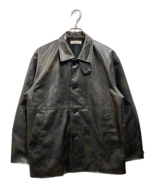 INHERIT（インヘリット）INHERIT (インヘリット) フェード加工 フェイクレザーカーコート ダークブラウン サイズ:Lの古着・服飾アイテム