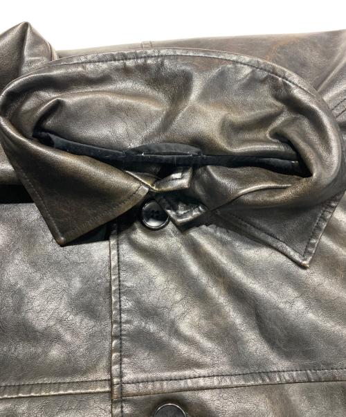 INHERIT（インヘリット）INHERIT (インヘリット) フェード加工 フェイクレザーカーコート ダークブラウン サイズ:Lの古着・服飾アイテム