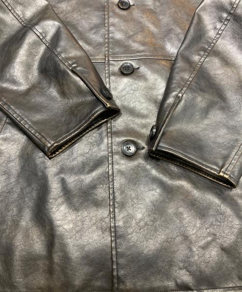INHERIT（インヘリット）INHERIT (インヘリット) フェード加工 フェイクレザーカーコート ダークブラウン サイズ:Lの古着・服飾アイテム