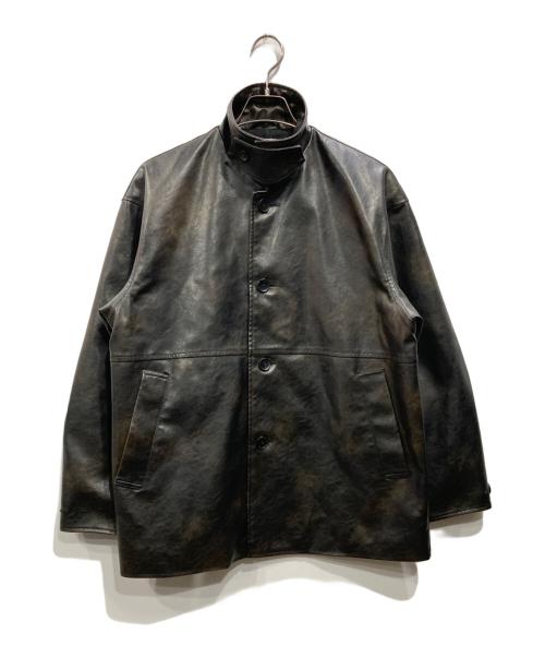 INHERIT（インヘリット）INHERIT (インヘリット) フェード加工 フェイクレザーカーコート ダークブラウン サイズ:Lの古着・服飾アイテム