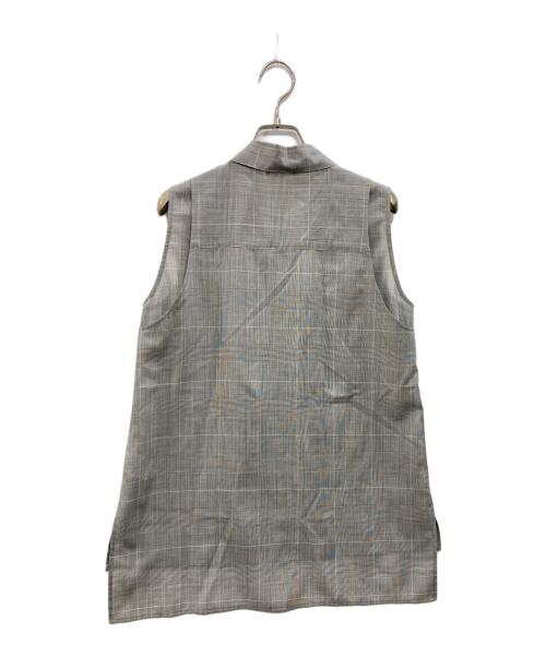 ESTNATION（エストネーション）ESTNATION (エストネーション) グレンチェックバンドカラーブラウス グレー サイズ:36の古着・服飾アイテム