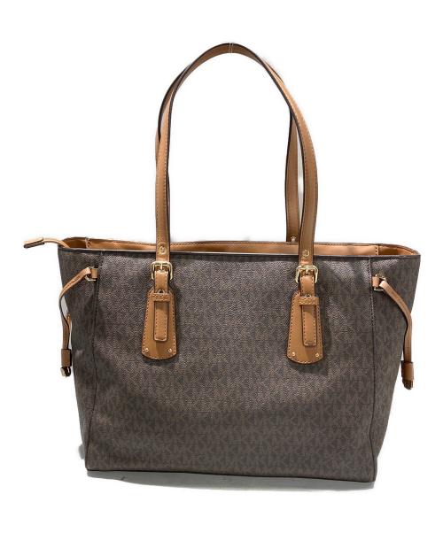 MICHAEL KORS（マイケルコース）MICHAEL KORS (マイケルコース) VOYAGER（ボイジャー） ミディアム ロゴトート ブラウンの古着・服飾アイテム