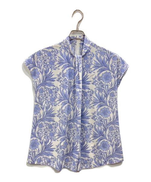 MACKINTOSH LONDON（マッキントッシュ ロンドン）MACKINTOSH LONDON (マッキントッシュ ロンドン) ローイングプリントニュアンスタイブラウス ブルー サイズ:38の古着・服飾アイテム