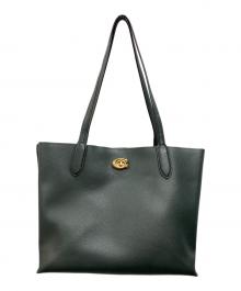 COACH（コーチ）の古着「ウィロウ トート カラーブロック ウィズ シグネチャー キャンバス インテリア」｜グリーン