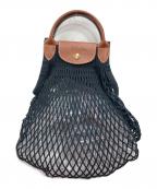 LONGCHAMP×FILTロンシャン×フィルト）の古着「ル・プリアージュ フィレ ネットバッグ」｜ブラック×ブラウン