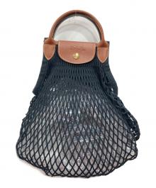 LONGCHAMP×FILT（ロンシャン×フィルト）の古着「ル・プリアージュ フィレ ネットバッグ」｜ブラック×ブラウン