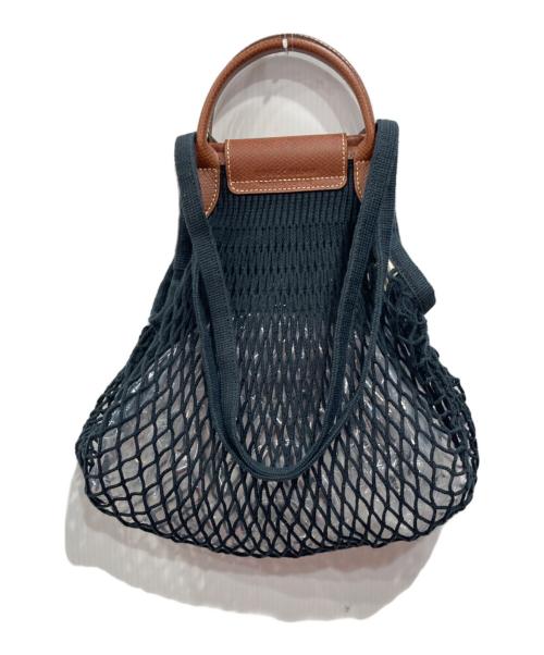 LONGCHAMP（ロンシャン）LONGCHAMP (ロンシャン) FILT (フィルト) ル・プリアージュ フィレ ネットバッグ ブラック×ブラウンの古着・服飾アイテム