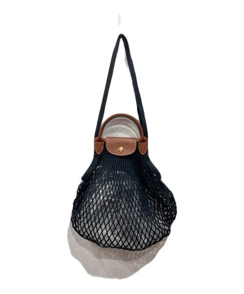 LONGCHAMP（ロンシャン）LONGCHAMP (ロンシャン) FILT (フィルト) ル・プリアージュ フィレ ネットバッグ ブラック×ブラウンの古着・服飾アイテム