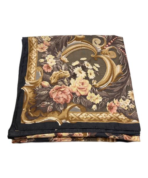 ETRO（エトロ）ETRO (エトロ) ウールシルク 花柄 大判スカーフ ブラックの古着・服飾アイテム