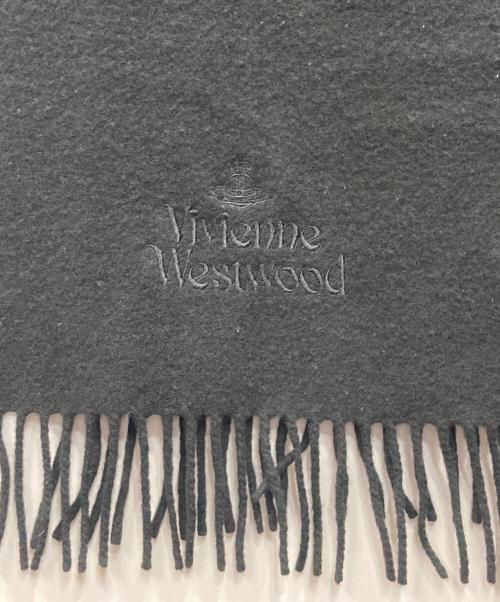 Vivienne Westwood（ヴィヴィアンウエストウッド）Vivienne Westwood (ヴィヴィアンウエストウッド) ロゴ刺繍 ウールマフラー ブラックの古着・服飾アイテム