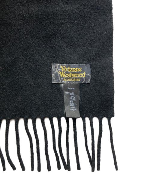 Vivienne Westwood（ヴィヴィアンウエストウッド）Vivienne Westwood (ヴィヴィアンウエストウッド) ロゴ刺繍 ウールマフラー ブラックの古着・服飾アイテム