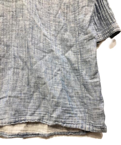 45R（フォーティファイブ・アール）45R (フォーティファイブ・アール) ガーゼのコットンシャツ ブルーの古着・服飾アイテム