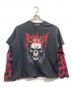 REFLEMレフレム）の古着「レイヤードチェックL/S TEE」｜ブラック×レッド