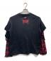 REFLEM (レフレム) レイヤードチェックL/S TEE ブラック×レッド サイズ:FREE：4000円