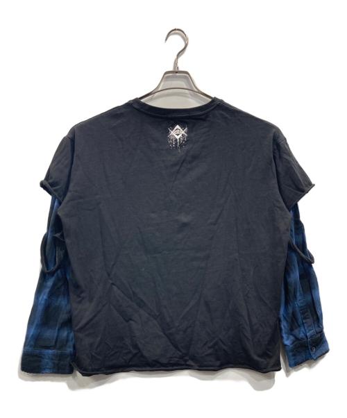 REFLEM（レフレム）REFLEM (レフレム) レイヤードチェックL/S TEE ブラック×ブルー サイズ:FREEの古着・服飾アイテム