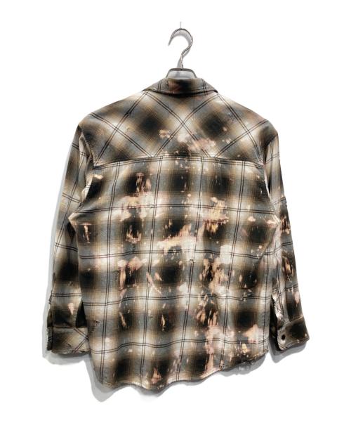 RAFU（ラフ）Rafu (ラフ) Bleached Dameged Shirt カーキ サイズ:Mの古着・服飾アイテム