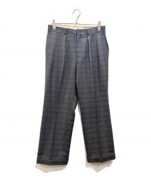 BROOKS BROTHERS（ブルックスブラザーズ）の古着「タータンチェック ワイドスラックス」｜グリーン×ネイビー