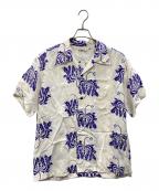 Sun Surfサンサーフ）の古着「RAYON HAWAIIAN SHIRT “CORAL HIBISCUS”」｜ホワイト×パープル