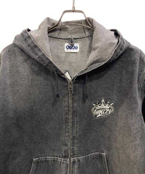 9090（9090）9090 (9090) King Logo Vintage Denim Hoodie ブラック サイズ:Mの古着・服飾アイテム