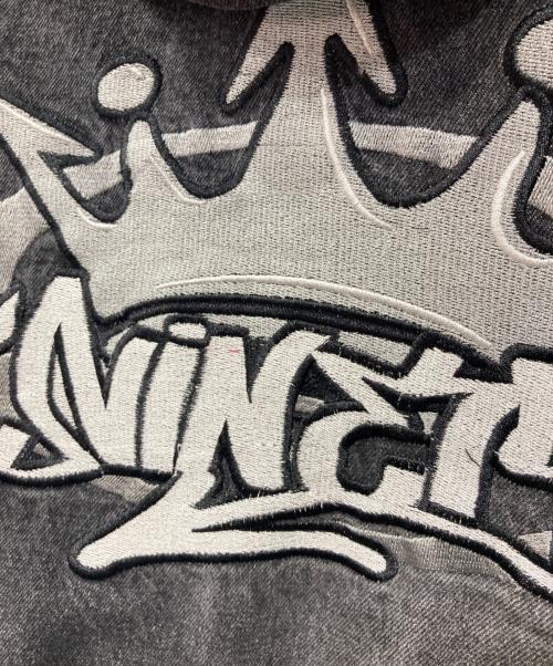 9090（9090）9090 (9090) King Logo Vintage Denim Hoodie ブラック サイズ:Mの古着・服飾アイテム