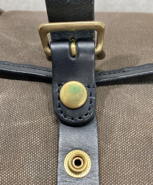 SLOW（スロウ）SLOW (スロウ) レザーコンビキャンバスショルダーバッグ ブラウンの古着・服飾アイテム