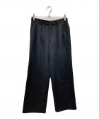 INTERIMインテリム）の古着「PURE BLACK WOOL 2-TUCK STRAIGHT SLACKS」｜ブラック