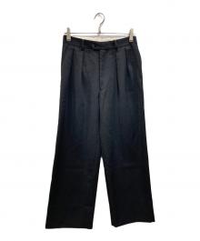 INTERIM（インテリム）の古着「PURE BLACK WOOL 2-TUCK STRAIGHT SLACKS」｜ブラック