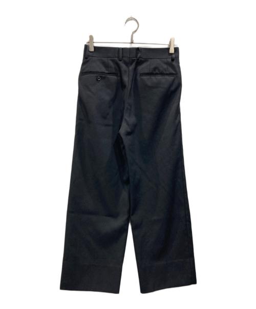 INTERIM（インテリム）INTERIM (インテリム) PURE BLACK WOOL 2-TUCK STRAIGHT SLACKS ブラック サイズ:3の古着・服飾アイテム