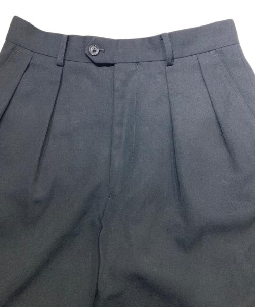 INTERIM（インテリム）INTERIM (インテリム) PURE BLACK WOOL 2-TUCK STRAIGHT SLACKS ブラック サイズ:3の古着・服飾アイテム