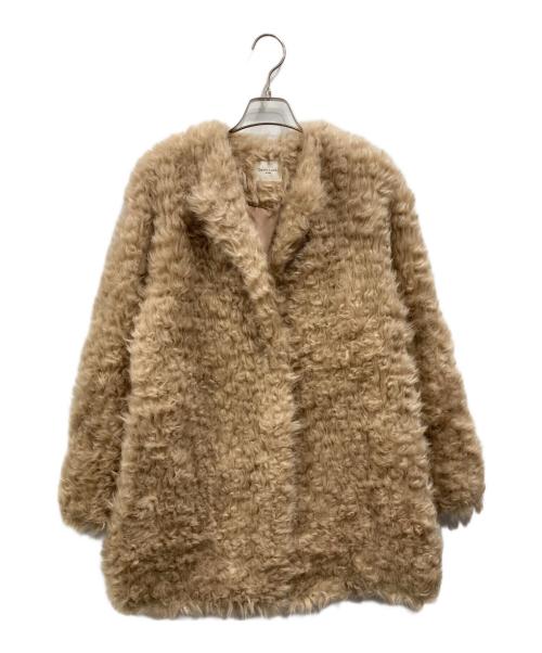 Demi-Luxe Beams（デミルクス ビームス）Demi-Luxe BEAMS (デミルクス ビームス) クルーネック ファーコート ベージュ サイズ:38の古着・服飾アイテム