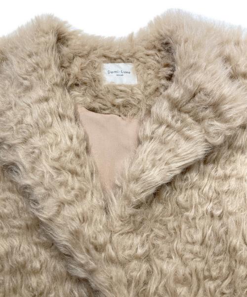 Demi-Luxe Beams（デミルクス ビームス）Demi-Luxe BEAMS (デミルクス ビームス) クルーネック ファーコート ベージュ サイズ:38の古着・服飾アイテム