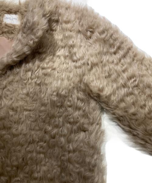 Demi-Luxe Beams（デミルクス ビームス）Demi-Luxe BEAMS (デミルクス ビームス) クルーネック ファーコート ベージュ サイズ:38の古着・服飾アイテム