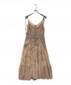HER LIP TOハーリップトゥ）の古着「Trimmed satin cami dress」｜ベージュ