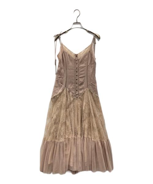 HER LIP TO（ハーリップトゥ）Her lip to (ハーリップトゥ) Trimmed satin cami dress ベージュ サイズ:Sの古着・服飾アイテム