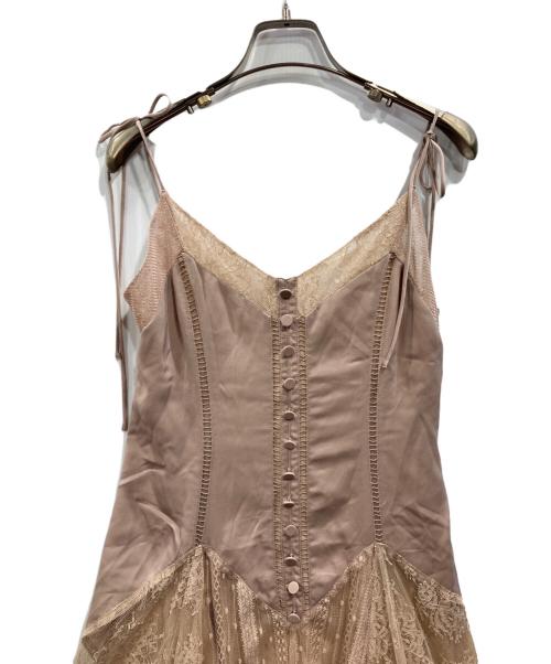HER LIP TO（ハーリップトゥ）Her lip to (ハーリップトゥ) Trimmed satin cami dress ベージュ サイズ:Sの古着・服飾アイテム