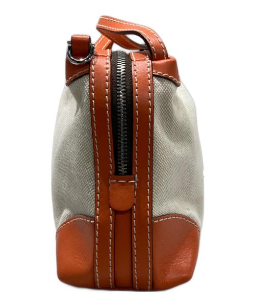 GIANNI CHIARINI（ジャンニ キアリーニ）GIANNI CHIARINI (ジャンニ キアリーニ) キャンバス×レザー ハンドバッグ オレンジ×アイボリーの古着・服飾アイテム