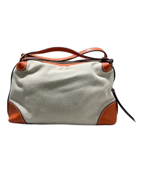 GIANNI CHIARINI（ジャンニ キアリーニ）GIANNI CHIARINI (ジャンニ キアリーニ) キャンバス×レザー ハンドバッグ オレンジ×アイボリーの古着・服飾アイテム