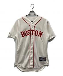 MAJESTIC ATHLETIC（マジェスティック アスレティック）の古着「BOSTON RED SOX D・ペドロイア ゲームシャツ（ダスティン・ペドロイア）」｜ホワイト×レッド