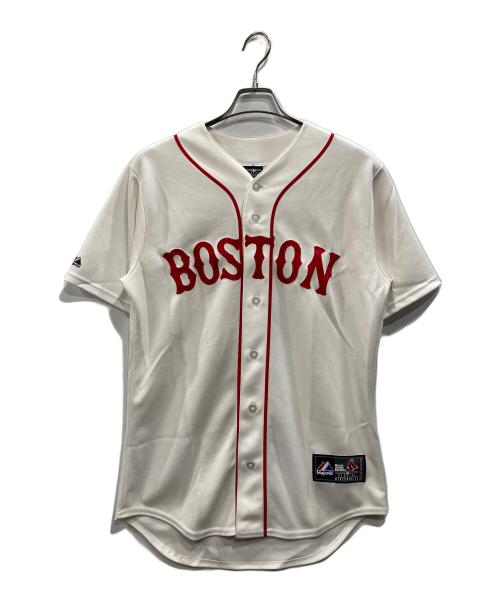 MAJESTIC ATHLETIC（マジェスティック アスレティック）Majestic Athletic (マジェスティック アスレティック) BOSTON RED SOX D・ペドロイア ゲームシャツ（ダスティン・ペドロイア） ホワイト×レッド サイズ:Sの古着・服飾アイテム