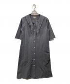 MARGARET HOWELLマーガレットハウエル）の古着「COTTON SILK POPLINネッカチーフワンピース(コットン シルク ポプリン ネッカチーフ ワンピース)」｜グレー