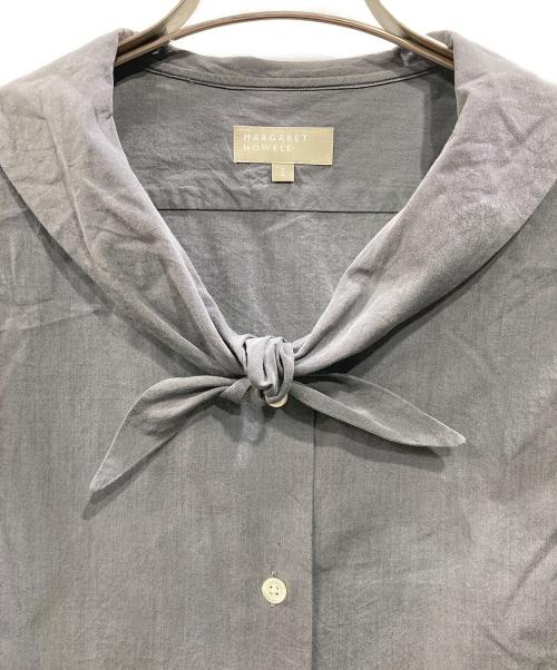 MARGARET HOWELL（マーガレットハウエル）MARGARET HOWELL (マーガレットハウエル) COTTON SILK POPLINネッカチーフワンピース(コットン シルク ポプリン ネッカチーフ ワンピース) グレー サイズ:Iの古着・服飾アイテム