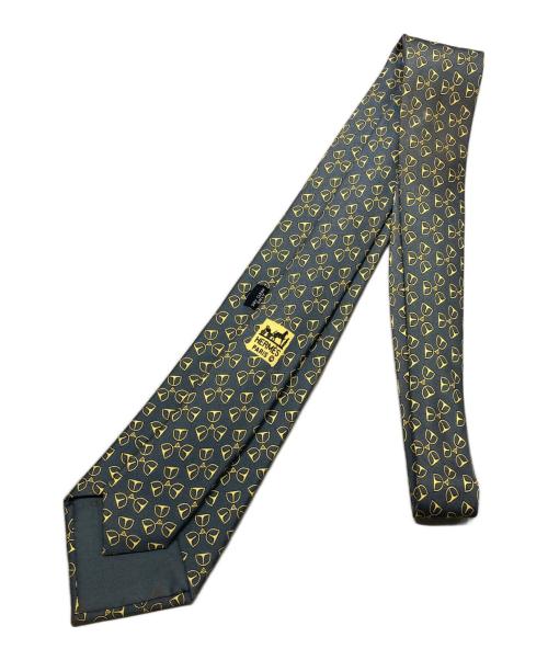 HERMES（エルメス）HERMES (エルメス) チェーンモチーフ ネクタイ グリーン×イエロー サイズ:ーの古着・服飾アイテム