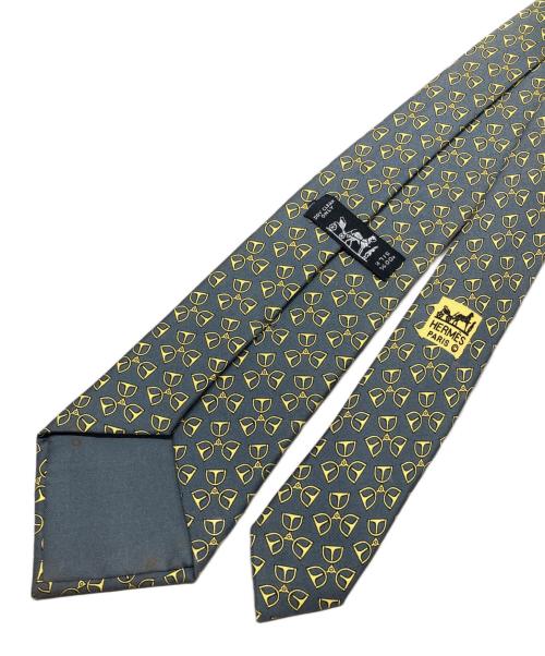 HERMES（エルメス）HERMES (エルメス) チェーンモチーフ ネクタイ グリーン×イエロー サイズ:ーの古着・服飾アイテム