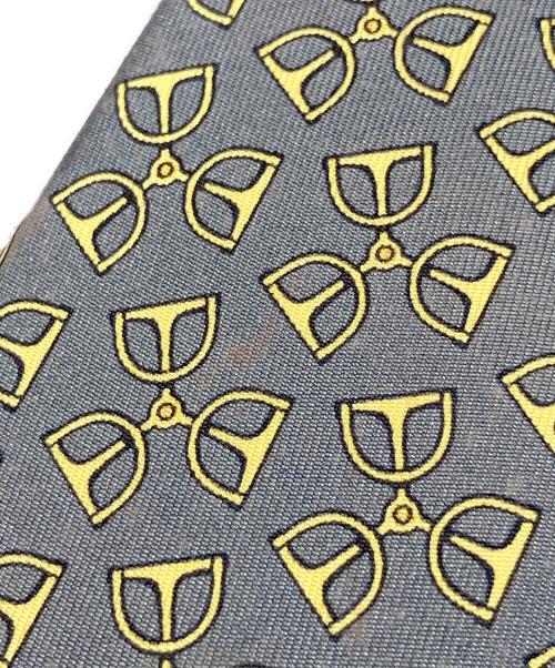 HERMES（エルメス）HERMES (エルメス) チェーンモチーフ ネクタイ グリーン×イエロー サイズ:ーの古着・服飾アイテム