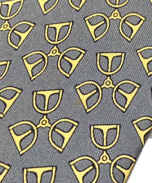 HERMES（エルメス）HERMES (エルメス) チェーンモチーフ ネクタイ グリーン×イエロー サイズ:ーの古着・服飾アイテム