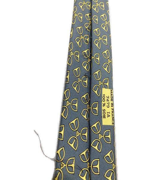 HERMES（エルメス）HERMES (エルメス) チェーンモチーフ ネクタイ グリーン×イエロー サイズ:ーの古着・服飾アイテム