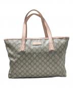GUCCIグッチ）の古着「GGスプリーム トートバッグ」｜ベージュ×ピンク