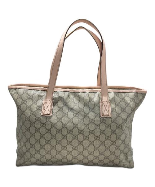 GUCCI（グッチ）GUCCI (グッチ) GGスプリーム トートバッグ ベージュ×ピンクの古着・服飾アイテム