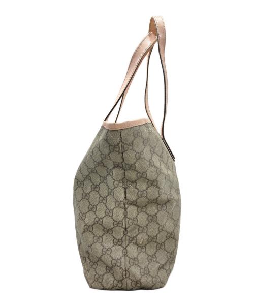 GUCCI（グッチ）GUCCI (グッチ) GGスプリーム トートバッグ ベージュ×ピンクの古着・服飾アイテム